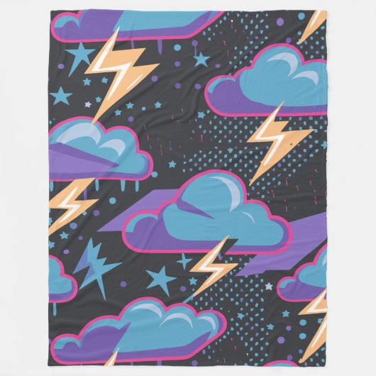 Sturmwolken, Blitze und Sternmuster Fleecedecke (Vorderseite)