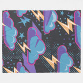 Sturmwolken, Blitze und Sternmuster Fleecedecke (Vorderseite (Horizontal))