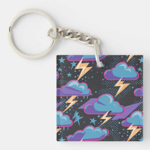 Sturmwolken, Blitze und Sternmuster Schlüsselanhänger