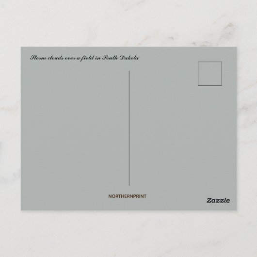 Sturmwolken über einem Feld in Süddakota Postkarte (Rückseite)