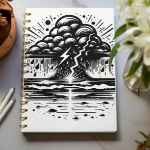 Sturmwolken- und Blitz-Kunstnotizbuch Notizblock