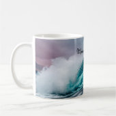 Sturmy Aquamarin Blue Ocean Wave Rough Water Surfi Kaffeetasse (Links)
