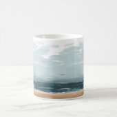 Sturmy Sea Waves Beach Flying Gulls Kaffeetasse (Mittel)