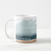 Sturmy Sea Waves Beach Flying Gulls Kaffeetasse (Links)