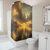 "Sturmy Sunset Over Asian Pavilion" Duschvorhang (Beispiel)