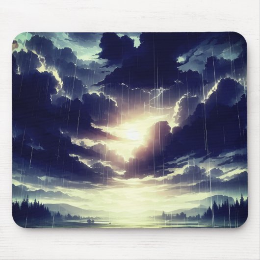 Sturmy Sunset Rain über Serene Valley Mousepad (Vorne)