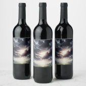 Sturmy Sunset Rain über Serene Valley Weinetikett (Flaschen)