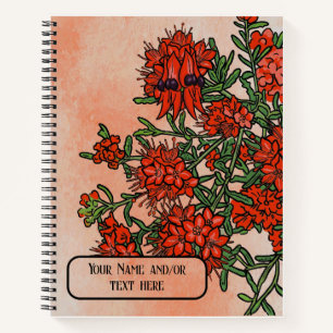 Sturts Desert Erbse Wildblume Australische Botanik Notizblock