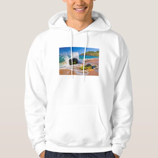 Sturz der Wellen am Strand von Hawaii Hoodie (Vorderseite)
