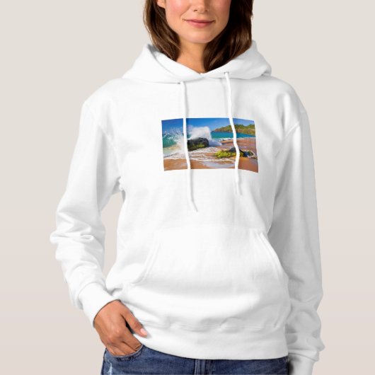 Sturz der Wellen am Strand von Hawaii Hoodie (Vorderseite)
