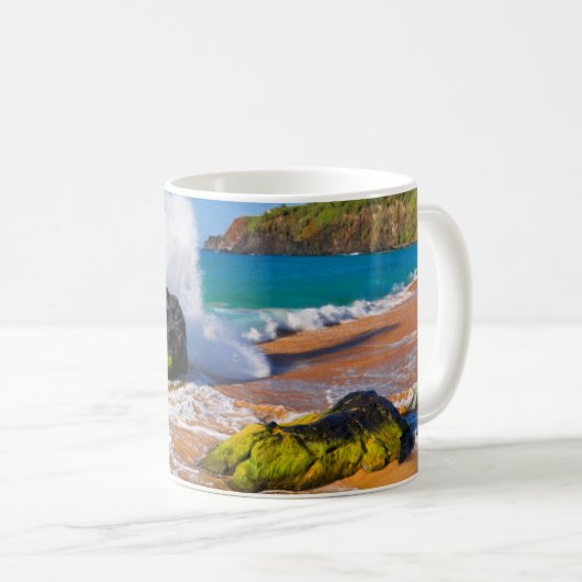 Sturz der Wellen am Strand von Hawaii Kaffeetasse (VorderseiteRechts)