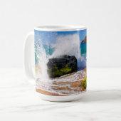 Sturz der Wellen am Strand von Hawaii Kaffeetasse (Vorderseite Links)