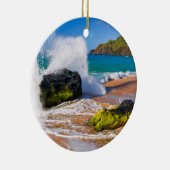 Sturz der Wellen am Strand von Hawaii Keramik Ornament (Rechts)