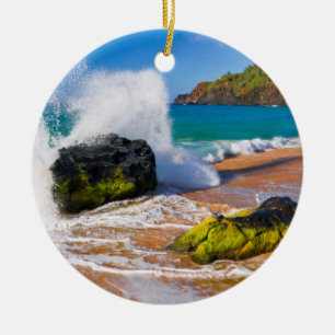 Sturz der Wellen am Strand von Hawaii Keramik Ornament