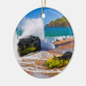 Sturz der Wellen am Strand von Hawaii Keramik Ornament (Links)