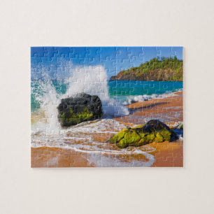 Sturz der Wellen am Strand von Hawaii Puzzle
