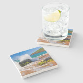 Sturz der Wellen am Strand von Hawaii Steinuntersetzer (Seitenansicht)