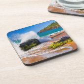 Sturz der Wellen am Strand von Hawaii Untersetzer (Linke Seite)