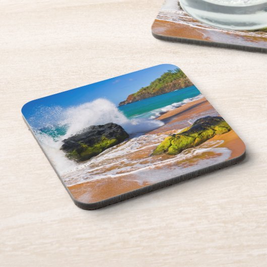 Sturz der Wellen am Strand von Hawaii Untersetzer (Linke Seite)