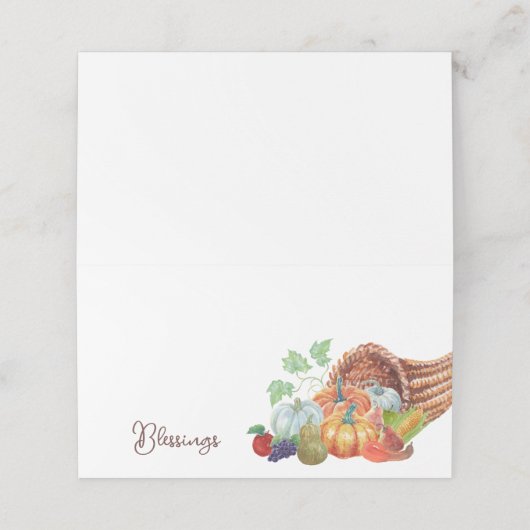 Stürze Cornucopi-Brauch Platzkarte (Außenseite Aufgefaltet)