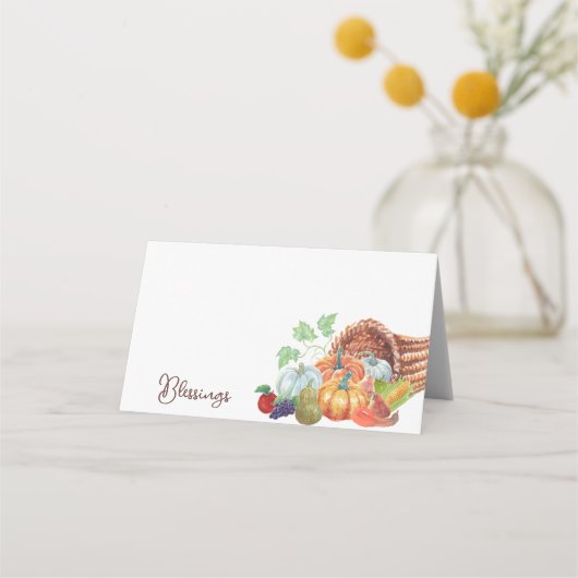 Stürze Cornucopi-Brauch Platzkarte (Vorderseite)