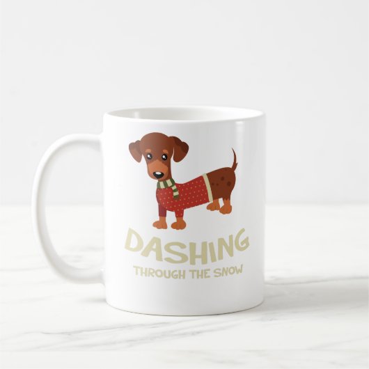 Stürzen durch das Schnee-Dackel-Hundeweihnachten Kaffeetasse (Links)
