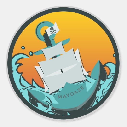 Sturzschiff Runder Aufkleber (Vorderseite)