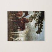 Stuten und Fohlen in einer Fluss-Landschaft George Puzzle (Horizontal)