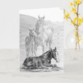 Stuten-und Fohlen-Pferd, das durch Kelli Schwan Karte (Gelbe Blume)