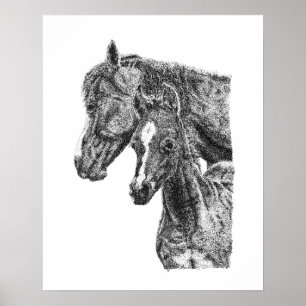 Stutfohlen Pointillismus Pferd Hengst Equine Fine  Poster