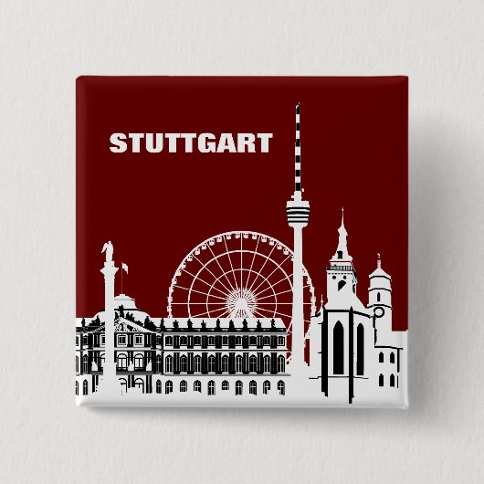 Stuttgar Stadt Skyline - Button / Anstecker / Pin (Vorderseite)