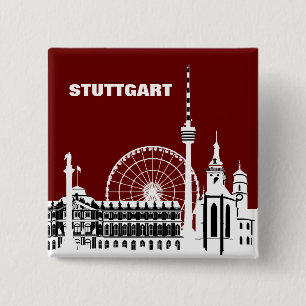 Stuttgar Stadt Skyline - Button / Anstecker / Pin