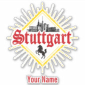 Stuttgart City Germany Retro Skyline Vintag Aufkleber (Vorderseite)