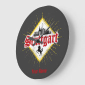 Stuttgart City Germany Retro Skyline Vintag Große Wanduhr (Winkel)