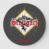 Stuttgart City Germany Retro Skyline Vintag Große Wanduhr (Vorderseite)