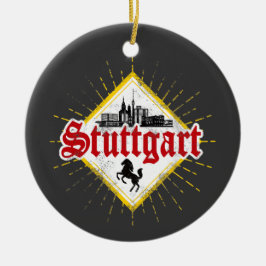 Stuttgart City Germany Retro Skyline Vintag Keramik Ornament