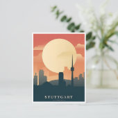 Stuttgart City Germany Retro Skyline Vintag Postkarte (Stehend Vorderseite)