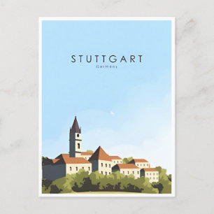 Stuttgart City Germany Retro Skyline Vintag Postkarte