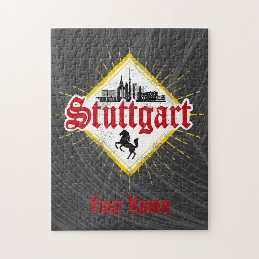 Stuttgart City Germany Retro Skyline Vintag Puzzle (Vertikal)