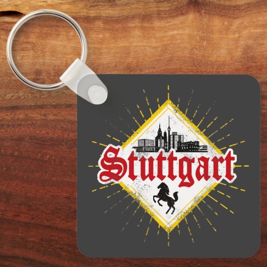 Stuttgart City Germany Retro Skyline Vintag Schlüsselanhänger (Vorderseite)