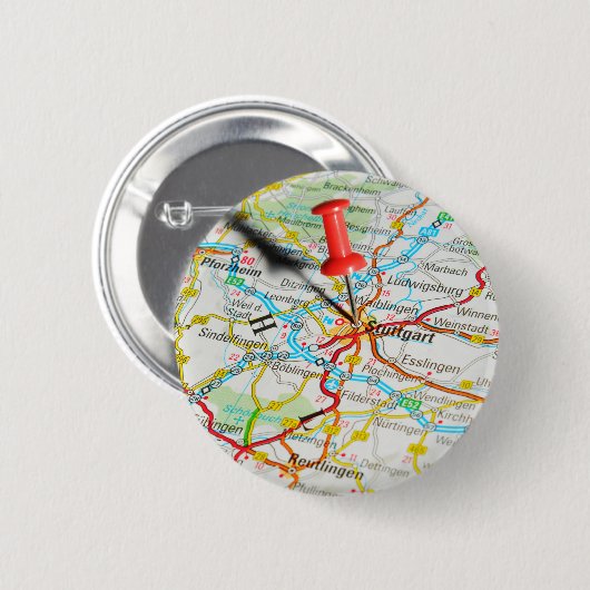 Stuttgart, Deutschland Button (Vorne & Hinten)