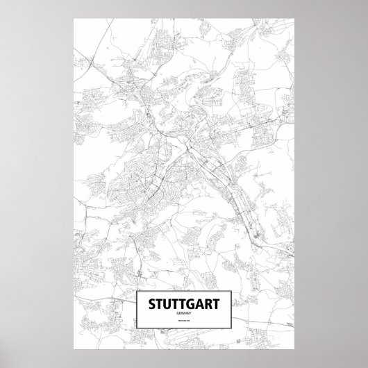 Stuttgart, Deutschland (schwarz auf weiß) Poster (Vorne)