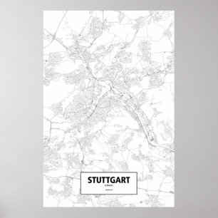 Stuttgart, Deutschland (Schwarzes auf Weiß) Poster