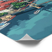 Stuttgart Deutschland Vintage Travel Illustration Poster (Ecke)