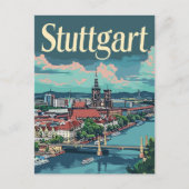 Stuttgart Deutschland Vintage Travel Illustration Postkarte (Vorderseite)
