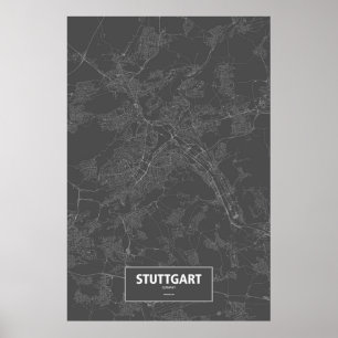 Stuttgart, Deutschland (weiß auf Schwarzem) Poster