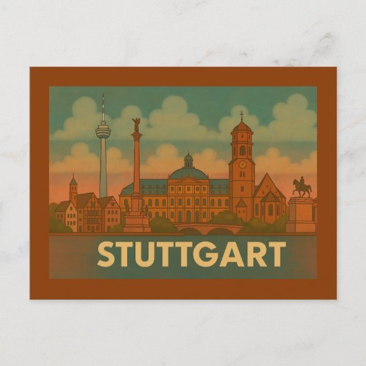 Stuttgart Germany City Art Postkarte (Vorderseite)