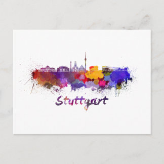 Stuttgart skyline im Watercolor Postkarte