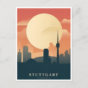 Stuttgart Stadt Deutschland Retro Skyline Vintage Postkarte