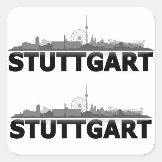 Stuttgart Stadt Skyline - sonstige Geschenkideen Quadratischer Aufkleber (Vorderseite)